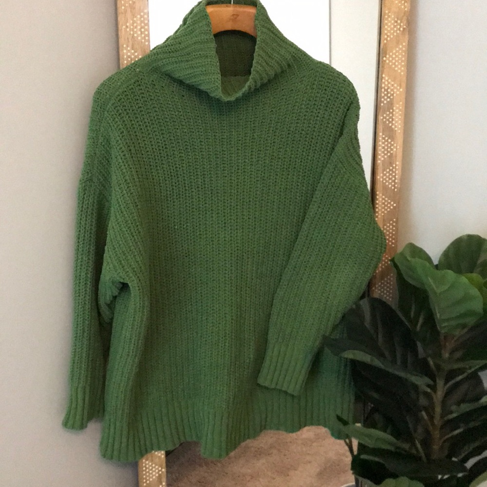 Green Aerie Mock Neck Knit Sweater
